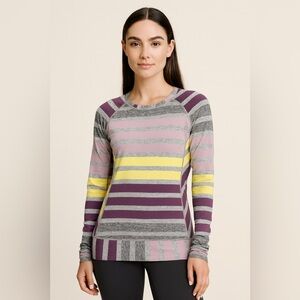 Lululemon Race Your Pace Long Sleeve Striped Rulu size 6 slim fit hip length